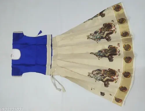 pattu pavadai (skirt) top for girls - radha krishna design