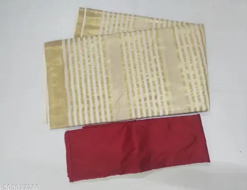 golden tissue lines pattu pavadai 3 m / silk cotton top material 1.5 m