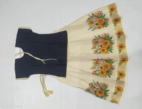 pattu pavadai (skirt) top for girls - sunflower design