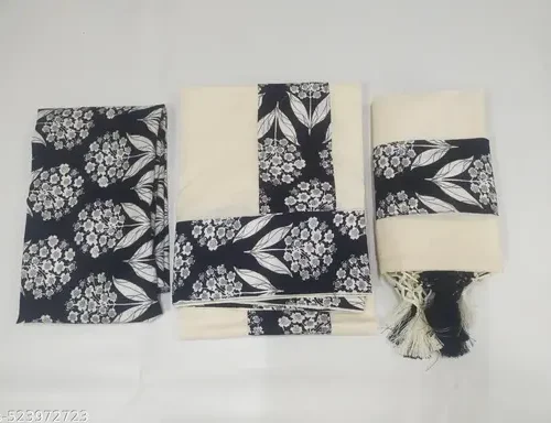 cotton ajrak set mundu 2m/2.80m with blouse with kunjam