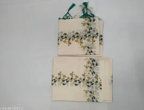 cotton printed set mundu 2/2.80 m with kunjalam - flower design