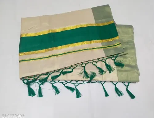 5 " golden with colour tissue saree 6.25 m with kunjam