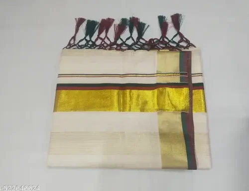 3x3 osb double colour cotton fancy stripe lines saree 6.25 m with kunjam