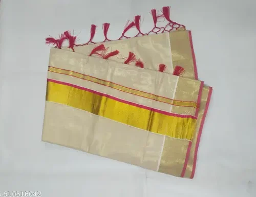 3x3 osb golden tissue saree 6.25 m with kunjam